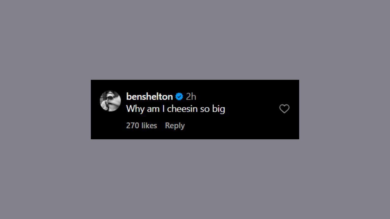 Ben Shelton replies to Trinity's IG post. (Credits: @trinity_rodman/Instagram)